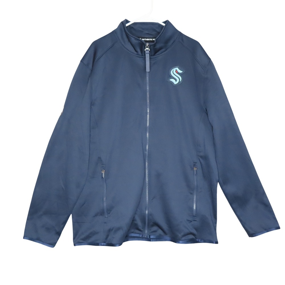 Fanatics Seattle Kraken NHL Mens Full Zip Track Jacket XL Navy Blue Mock Neck XL